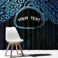 Personalised Pohnpei Nukuoro Micronesia Window Curtain Polynesian Tattoo Curves Blue Version