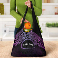 Personalised Pohnpei Nukuoro Micronesia Grocery Bag Polynesian Tattoo Curves Purple Version