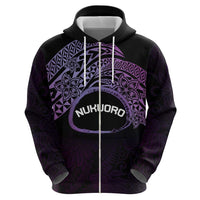 Personalised Pohnpei Nukuoro Micronesia Hoodie Polynesian Tattoo Curves Purple Version