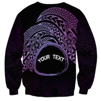 Personalised Pohnpei Nukuoro Micronesia Sweatshirt Polynesian Tattoo Curves Purple Version