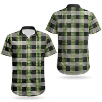Aloha Hawaii Pakalana Pikake Lei Couples Matching Short Sleeve Bodycon Dress and Hawaiian Shirt Palaka Inspired Hawaiian-plaid Black