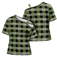 Aloha Hawaii Pakalana Pikake Lei Cross Shoulder Shirt Palaka Inspired Hawaiian-plaid Black
