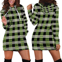 Aloha Hawaii Pakalana Pikake Lei Hoodie Dress Palaka Inspired Hawaiian-plaid Black