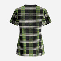 Aloha Hawaii Pakalana Pikake Lei Scrub Top Palaka Inspired Hawaiian-plaid Black