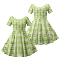 Aloha Hawaii Pakalana Pikake Lei Family Matching Puletasi and Hawaiian Shirt Palaka Inspired Hawaiian-plaid Pastel Green
