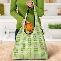 Aloha Hawaii Pakalana Pikake Lei Grocery Bag Palaka Inspired Hawaiian-plaid Pastel Green