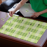 Aloha Hawaii Pakalana Pikake Lei Puzzle Palaka Inspired Hawaiian-plaid Pastel Green
