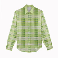 Aloha Hawaii Pakalana Pikake Lei Women Casual Shirt Palaka Inspired Hawaiian-plaid Pastel Green