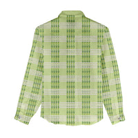 Aloha Hawaii Pakalana Pikake Lei Women Casual Shirt Palaka Inspired Hawaiian-plaid Pastel Green