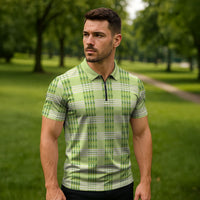 Aloha Hawaii Pakalana Pikake Lei Zipper Polo Shirt Palaka Inspired Hawaiian-plaid Pastel Green