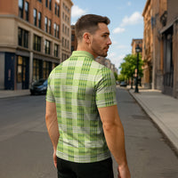Aloha Hawaii Pakalana Pikake Lei Zipper Polo Shirt Palaka Inspired Hawaiian-plaid Pastel Green