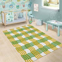 Aloha Hawaii Ilima Maile Lei Area Rug Palaka Inspired Hawaiian-plaid White