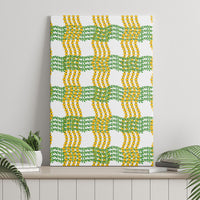 Aloha Hawaii Ilima Maile Lei Canvas Wall Art Palaka Inspired Hawaiian-plaid White