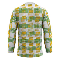 Aloha Hawaii Ilima Maile Lei Hockey Jersey Palaka Inspired Hawaiian-plaid White