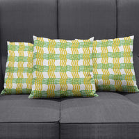 Aloha Hawaii Ilima Maile Lei Pillow Cover Palaka Inspired Hawaiian-plaid White