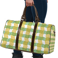 Aloha Hawaii Ilima Maile Lei Travel Bag Palaka Inspired Hawaiian-plaid White