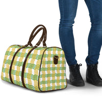 Aloha Hawaii Ilima Maile Lei Travel Bag Palaka Inspired Hawaiian-plaid White