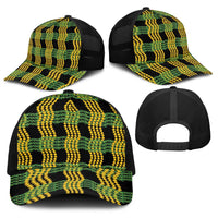 Aloha Hawaii Ilima Maile Lei Baseball Net Cap Palaka Inspired Hawaiian-plaid Black