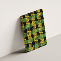 Aloha Hawaii Ilima Maile Lei Canvas Wall Art Palaka Inspired Hawaiian-plaid Black
