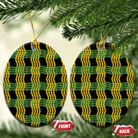 Aloha Hawaii Ilima Maile Lei Ceramic Ornament Palaka Inspired Hawaiian-plaid Black