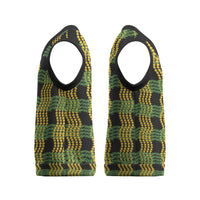 Aloha Hawaii Ilima Maile Lei Christmas Knitted V-Neck Vest Palaka Inspired Hawaiian-plaid Black