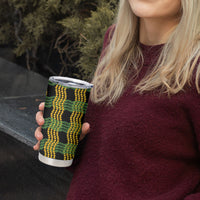 Aloha Hawaii Ilima Maile Lei Tumbler Cup Palaka Inspired Hawaiian-plaid Black