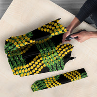Aloha Hawaii Ilima Maile Lei Umbrella Palaka Inspired Hawaiian-plaid Black