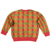 Aloha Hawaii Ilima Maile Lei Kid Ugly Christmas Sweater Palaka Inspired Hawaiian-plaid Red