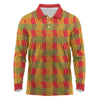 Aloha Hawaii Ilima Maile Lei Long Sleeve Polo Shirt Palaka Inspired Hawaiian-plaid Red