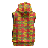 Aloha Hawaii Ilima Maile Lei Sleeveless Zip Hoodie Palaka Inspired Hawaiian-plaid Red