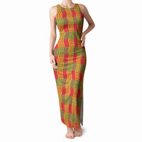 Aloha Hawaii Ilima Maile Lei Tank Maxi Dress Palaka Inspired Hawaiian-plaid Red