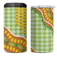 Hawaii Leis Palaka Motifs 4 in 1 Can Cooler Tumbler Pikake Pakalana Maile Ilima Kakau Style