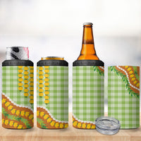 Hawaii Leis Palaka Motifs 4 in 1 Can Cooler Tumbler Pikake Pakalana Maile Ilima Kakau Style