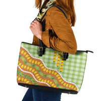 Hawaii Leis Palaka Motifs Leather Tote Bag Pikake Pakalana Maile Ilima Kakau Style