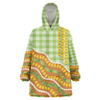 Hawaii Leis Palaka Motifs Wearable Blanket Hoodie Pikake Pakalana Maile Ilima Kakau Style
