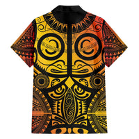 Marquesas Islands Family Matching Summer Maxi Dress and Hawaiian Shirt Marquesan Tattoo Yellow Gradient - Polynesian Pride