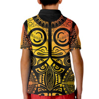 Marquesas Islands Kid Polo Shirt Marquesan Tattoo Yellow Gradient - Polynesian Pride