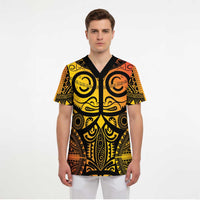 Marquesas Islands Scrub Top Marquesan Tattoo Yellow Gradient - Polynesian Pride