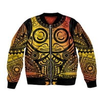 Marquesas Islands Sleeve Zip Bomber Jacket Marquesan Tattoo Yellow Gradient - Polynesian Pride