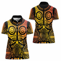 Marquesas Islands Women Polo Shirt Marquesan Tattoo Yellow Gradient - Polynesian Pride