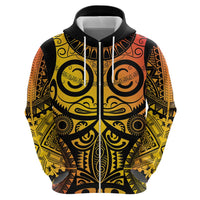 Marquesas Islands Zip Hoodie Marquesan Tattoo Yellow Gradient - Polynesian Pride