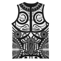 Marquesas Islands Basketball Jersey Marquesan Tattoo Black White Color - Polynesian Pride
