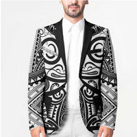 Marquesas Islands Blazer Marquesan Tattoo Black White Color - Polynesian Pride