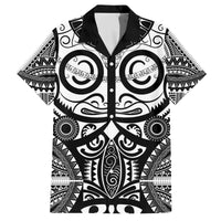 Marquesas Islands Family Matching Off The Shoulder Long Sleeve Dress and Hawaiian Shirt Marquesan Tattoo Black White Color - Polynesian Pride