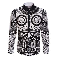 Marquesas Islands Family Matching Off Shoulder Short Dress and Hawaiian Shirt Marquesan Tattoo Black White Color - Polynesian Pride