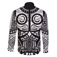 Marquesas Islands Family Matching Off Shoulder Short Dress and Hawaiian Shirt Marquesan Tattoo Black White Color - Polynesian Pride