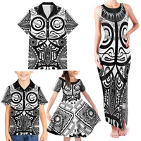 Marquesas Islands Family Matching Tank Maxi Dress and Hawaiian Shirt Marquesan Tattoo Black White Color - Polynesian Pride