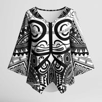 Marquesas Islands Kimono Sleeve Blouse Marquesan Tattoo Black White Color - Polynesian Pride
