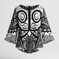 Marquesas Islands Kimono Sleeve Blouse Marquesan Tattoo Black White Color - Polynesian Pride