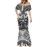 Marquesas Islands Mermaid Dress Marquesan Tattoo Black White Color - Polynesian Pride